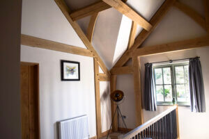 Internal view of a SIP Build UK project with an Oak Frame