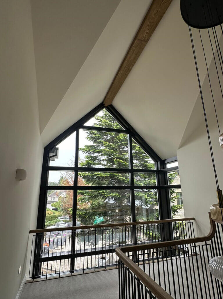 The Gables, Vast vaulted ceilings and a dramatic open stairwell for a striking interior.