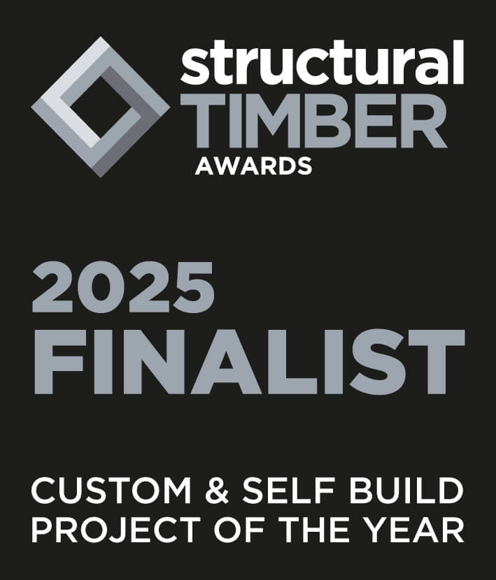 Structural Timber Awards 2025 Finalist badge for The Gables self-build project by SIP Build UK